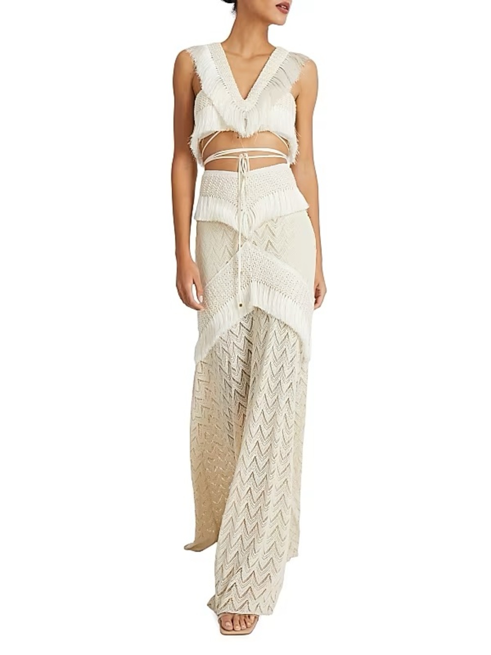 PatB0 Samba Crochet Fringe Maxi Skirt & Fringe Top
